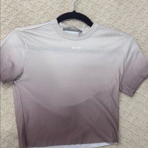 Kith Cropped Ombre T-Shirt - Cream and Brown